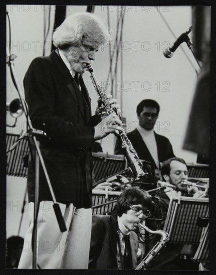 Gerry Mulligan playing at the Capital Radio Jazz Festival, Knebworth, Hertfordshire, July 1982. Artist: Denis Williams