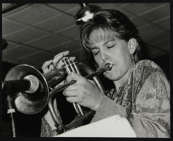 Ingrid Jensen playing the flugelhorn at The Fairway, Welwyn Garden City, Hertfordshire, 1997. Artist: Denis Williams