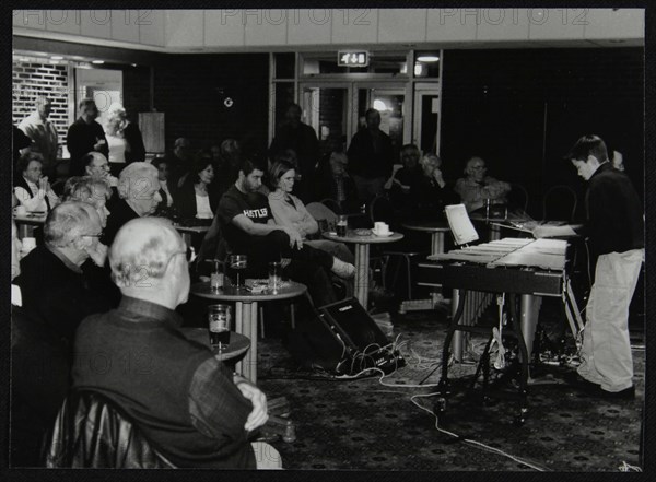 Lewis Wright playing the vibraphone at The Fairway, Welwyn Garden City, Hertfordshire, 2003. Artist: Denis Williams