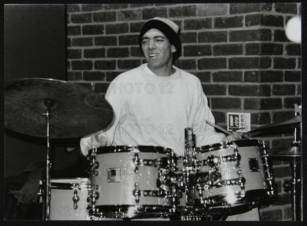 American drummer Gene Calderazzo playing at The Fairway, Welwyn Garden City, Hertfordshire, 2003. Artist: Denis Williams