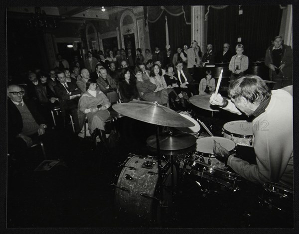 Louie Bellson conducting a drum clinic at the Horseshoe Hotel, London, November 1980. Artist: Denis Williams