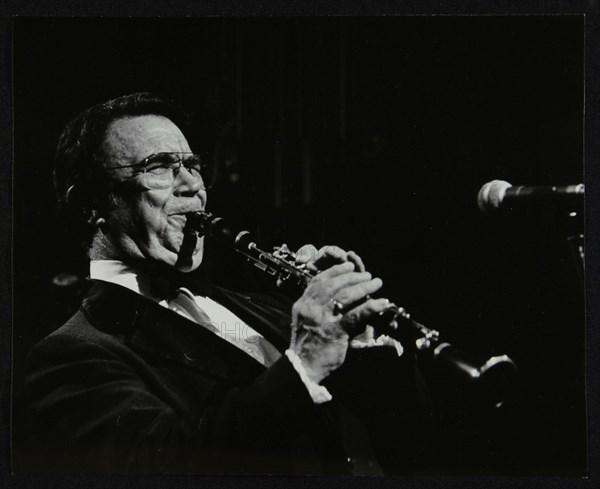 Johnny Mince playing his clarinet, Stevenage, Hertfordshire, 1984. Artist: Denis Williams