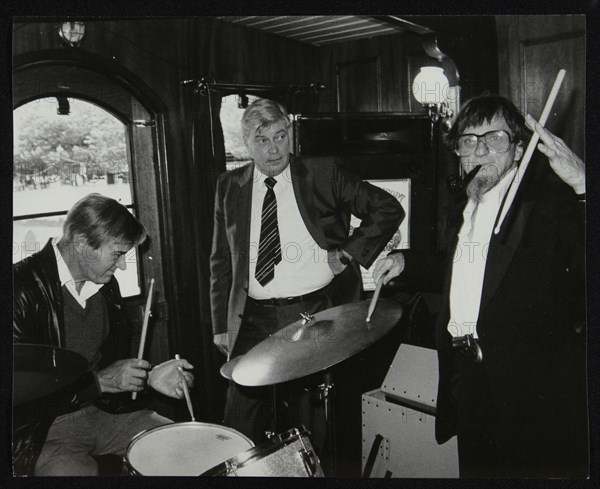 Drummers Jack Parnell and Barrett Deems, London, 1984. Artist: Denis Williams