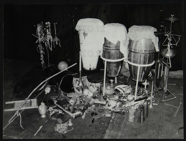 A selection of Brazilian percussionist Guilherme Franco's instruments, Middlesbrough, 1978. Artist: Denis Williams