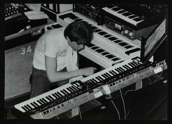 German electronic musician Klaus Schulze at the Forum Theatre, Hatfield, Hertfordshire, 1983. Artist: Denis Williams