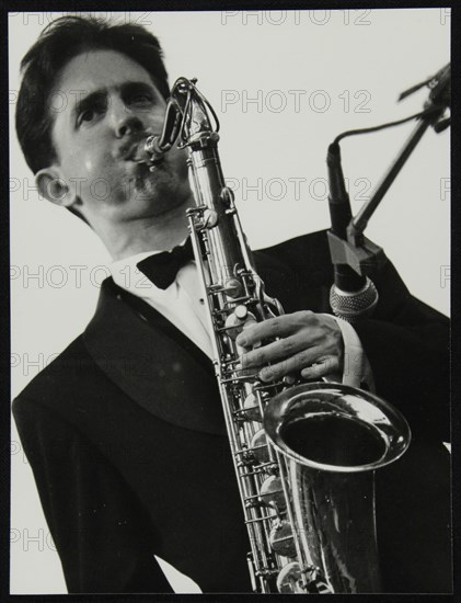 Tenor saxophonist Scott Hamilton playing at Knebworth, Hertfordshire, 1982. Artist: Denis Williams