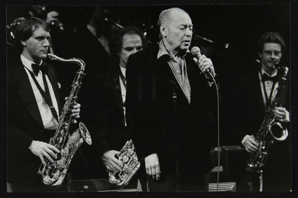 Woody Herman in concert at the Forum Theatre, Hatfield, Hertfordshire, 1983. Artist: Denis Williams