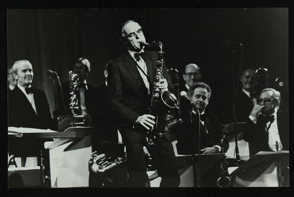 Ted Heath Orchestra saxophonist Tommy Whittle, Forum Theatre, Hatfield, Hertfordshire, 1983. Artist: Denis Williams