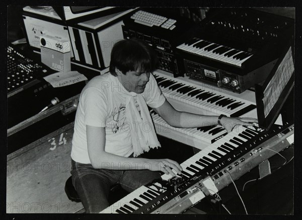 German electronic musician Klaus Schulze at the Forum Theatre, Hatfield, Hertfordshire, 1983. Artist: Denis Williams