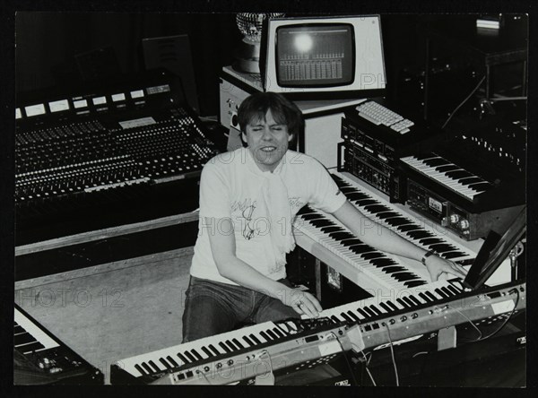 German electronic musician Klaus Schulze at the Forum Theatre, Hatfield, Hertfordshire, 1983. Artist: Denis Williams