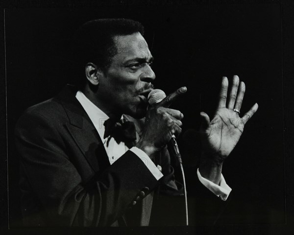 Brook Benton singing at the Forum Theatre, Hatfield, Hertfordshire, 28 October 1984. Artist: Denis Williams