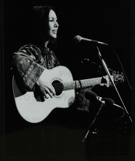 American folk musician Julie Felix performing at the Forum Theatre, Hatfield, Hertfordshire, March 1 Artist: Denis Williams