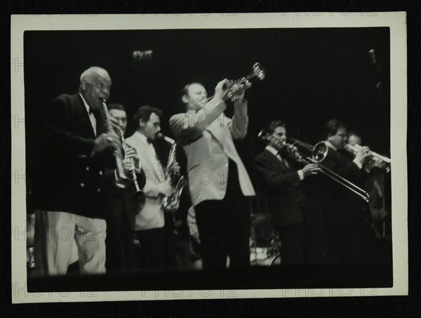 Sidney Bechet (soprano saxophone) and Humphrey Lyttelton playing at Colston Hall, Bristol, 1956. Artist: Denis Williams