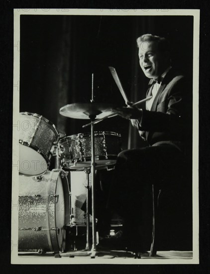 Drummer and vocalist Mel Torme on stage at the Bristol Hippodrome, 1950s. Artist: Denis Williams