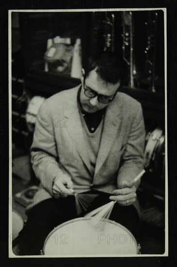 Joe Morello, drummer with the Dave Brubeck Quartet, 1950s. Artist: Denis Williams