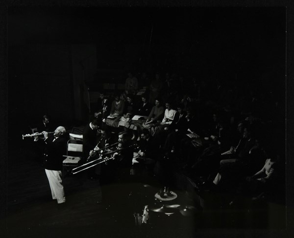 Jazz legend Sidney Bechet playing the soprano saxophone at Colston Hall, Bristol, 1956. Artist: Denis Williams