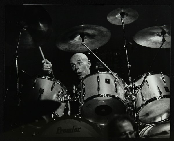 Drummer Eric Delaney playing at the Forum Theatre, Hatfield, Hertfordshire, 6 May 1983. Artist: Denis Williams