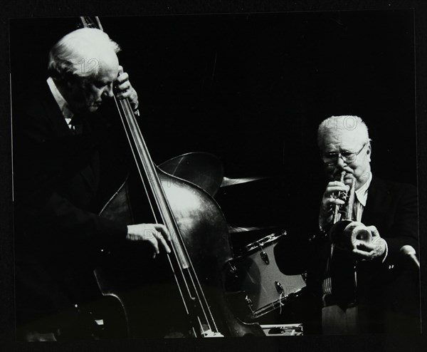 Bassist Bob Haggart and trumpeter Yank Lawson at the Forum Theatre, Hatfield, Hertfordshire, 1978. Artist: Denis Williams