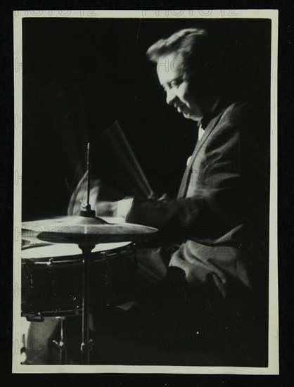 Mel Torme on the drums at the Bristol Hippodrome, 1950s. Artist: Denis Williams