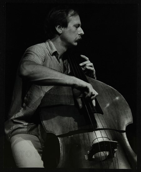 Bassist Paul Bridge playing at The Stables, Wavendon, Buckinghamshire. Artist: Denis Williams