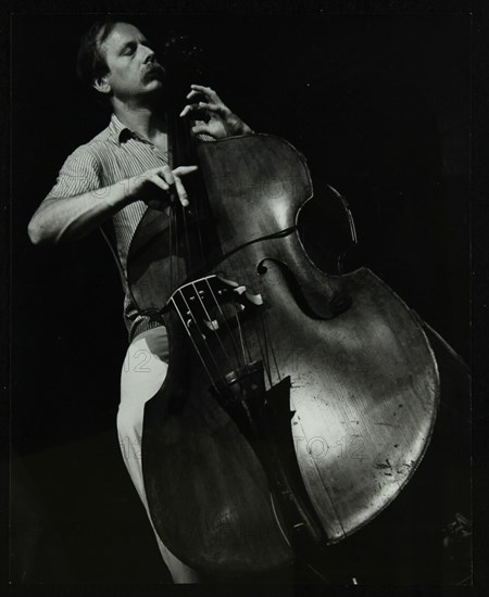 Bassist Paul Bridge playing at The Stables, Wavendon, Buckinghamshire. Artist: Denis Williams