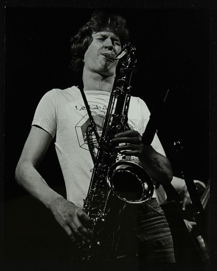 Saxophonist Chris Hunter playing at The Stables, Wavendon, Buckinghamshire. Artist: Denis Williams