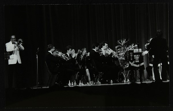 Don Lusher in concert with the Welwyn Garden City Band, Hatfield Polytechnic, Hertfordshire, 1984. Artist: Denis Williams