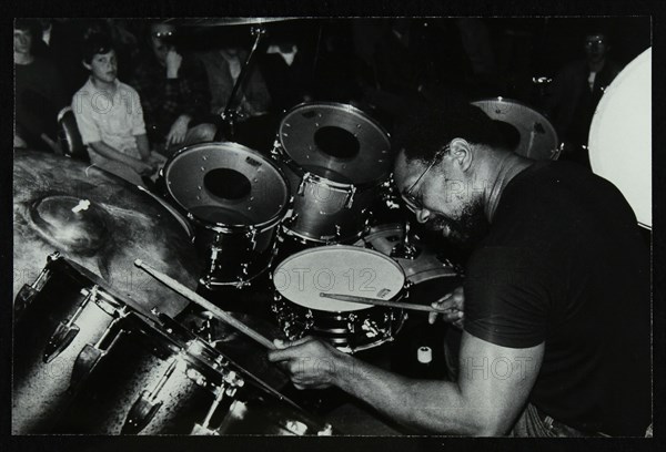 Billy Cobham conducting a drum clinic at the Horseshoe Hotel, London, 1980. Artist: Denis Williams