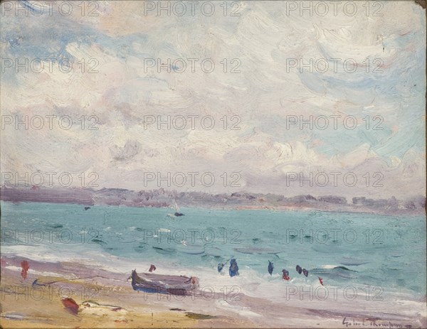 'The beach at St Malo', 1881-1935. Artist: Gabriel Thompson