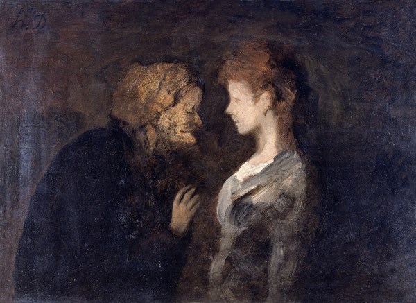 'The confidence', (The Secret), 1828-1879. Artist: Honore Daumier.