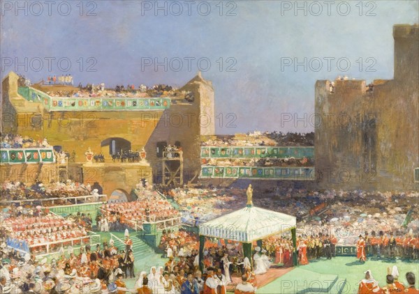 'Investiture of the Prince of Wales at Caernarvon', 1912. Artist: Eugene Louis Gillot