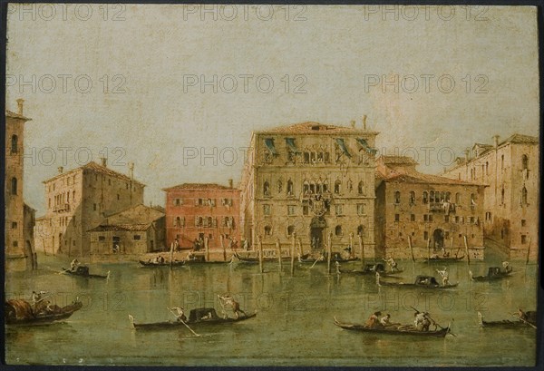 'View of the Palazzo Loredan dell'Ambasciatore on the Grand Canal, Venice,' 1775-85. Artist: Francesco Guardi.