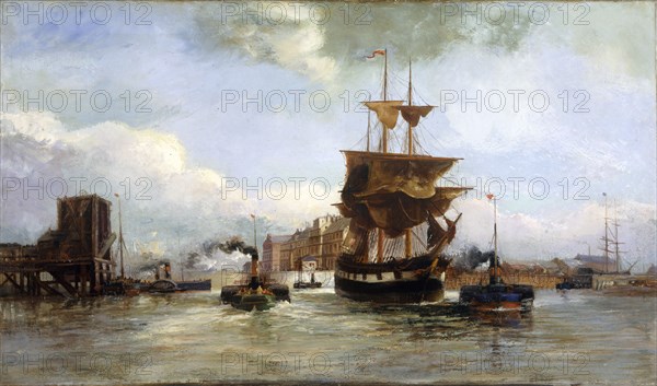'Leaving West Bute dock, Cardiff', 1861-1916. Artist: Richard Short