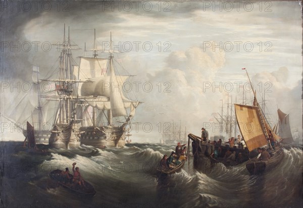 'Getting up anchor at Spithead', 1859. Artist: George William Mote