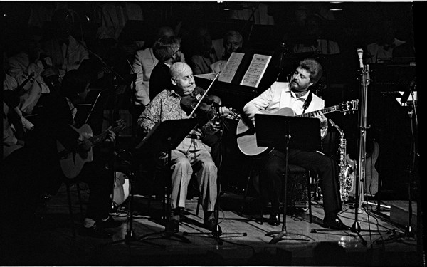 Stephane Grappelli, Barbican, London, 1987.   Artist: Brian O'Connor.