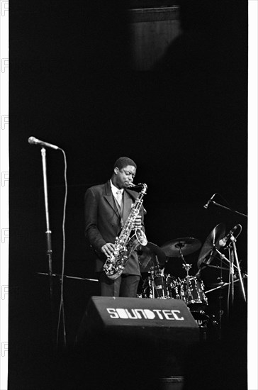 Courtney Pine, Fairfield Halls, Croydon, 1987.   Artist: Brian O'Connor.