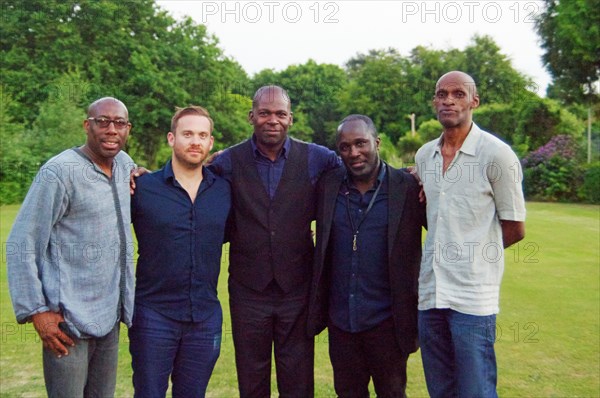 Larry Bartley, R Youngs, Q Collins, B Hodge and T Kofi, Watermill Jazz Club, Dorking, Surrey,  2015. Artist: Brian O'Connor.