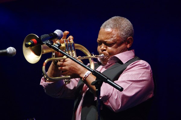 Hugh Masekela, Love Supreme Jazz Festival, Glynde Place, East Sussex, 2015. Artist: Brian O'Connor.