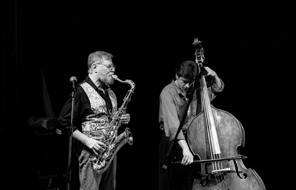 Lew Tabackin and Philippe Aerts, Brecon Jazz Festival, Brecon, Powys, Wales, 1999. Artist: Brian O'Connor.