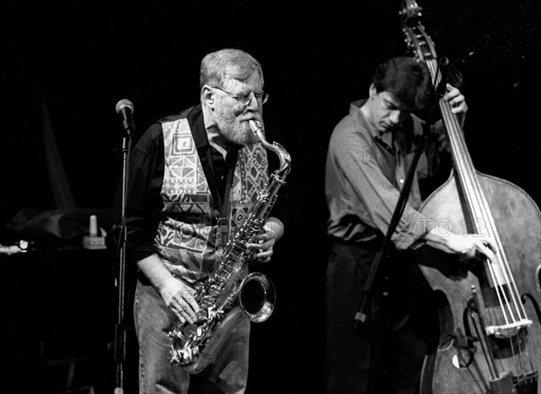 Lew Tabackin and Philippe Aerts, Brecon Jazz Festival, Brecon, Powys, Wales, 1999. Artist: Brian O'Connor.