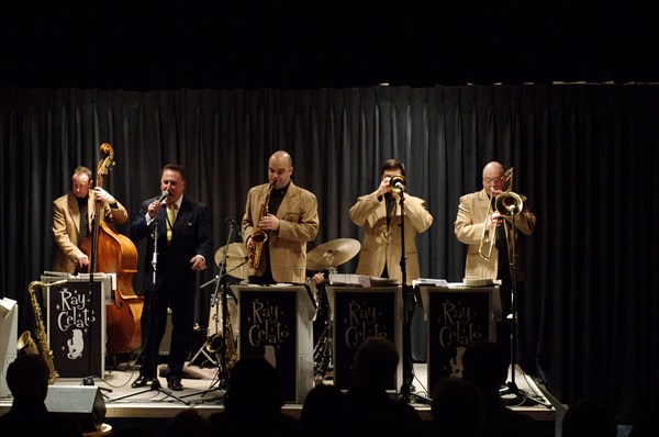 Ray Gelato, George Hogg, Andy Rogers and Olly Wilby, Watermill Jazz Club, Dorking, Surrey, Jan 2016. Artist: Brian O'Connor.