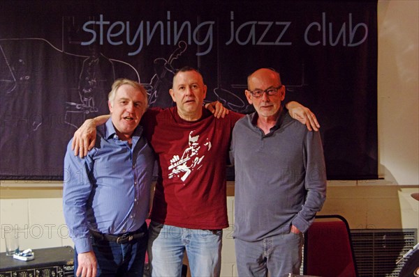Gary Baldwin, Mike Bradley and Mick Hanson, Steyning Jazz Club, West Sussex, May 2016. Artist: Brian O'Connor.