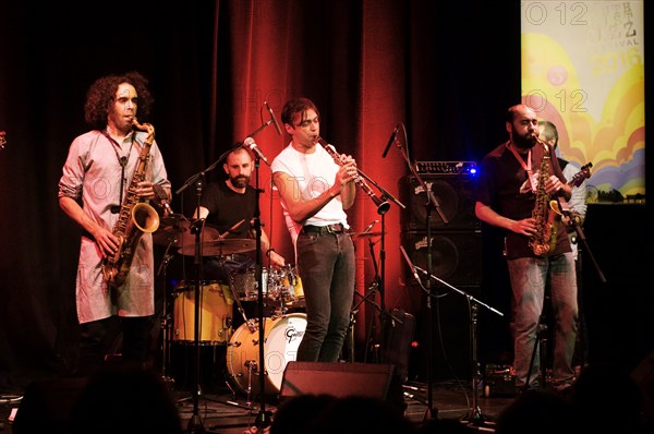 Arun Ghosh (clarinet), Rastko Rasic (drums), Idris Rahman, Ropetackle Arts Centre, Shoreham, West Su Artist: Brian O'Connor.