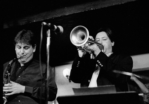 Guy Barker and Nigel Hitchcock, Watermill, Dorking, Surrey, September 2000.  Artist: Brian O'Connor.