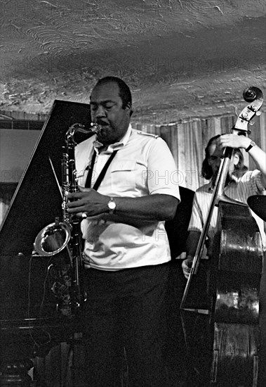 Nathan Davis and Peter Ind, Bass Clef, Hoxton Square, London, August 1987. Artist: Brian O'Connor.