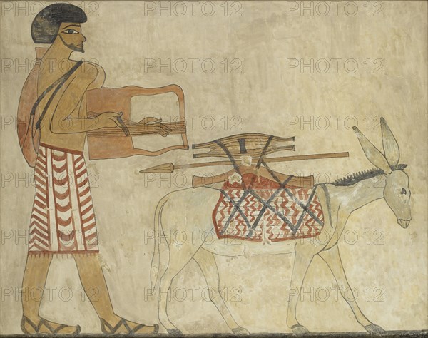 Copy of wall painting, private tomb 3 of Khnumhotpe III, Beni Hasan, 20th century. Artist: Anna (Nina) Macpherson Davies.