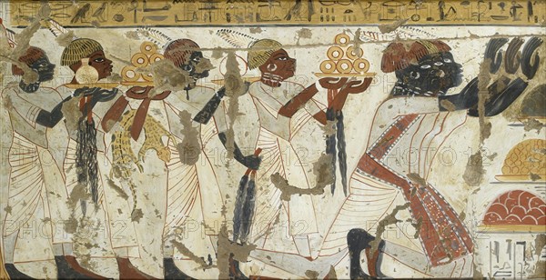 Copy of wall painting from private tomb 40 of Huy, Thebes (I,1, 75-78), 20th century. Artist: Anna (Nina) Macpherson Davies.