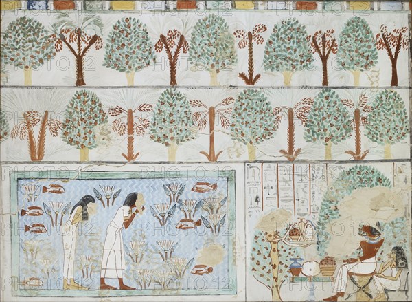 Copy of wall painting from private tomb 63 of Sebkhotpe, Thebes (I, 1, 125-128), 20th century. Artist: Anna (Nina) Macpherson Davies.