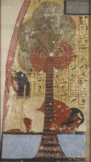 Copy of wall painting from a private tomb 218 of Amennakhte, (I, 1, 317-320), Thebes, 20th century. Artist: Anna (Nina) Macpherson Davies.