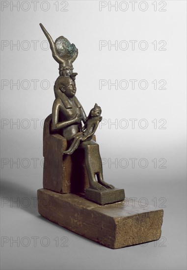 Statuette and stand, Late Period (Egypt), (c715-343 BC). Artist: Unknown.